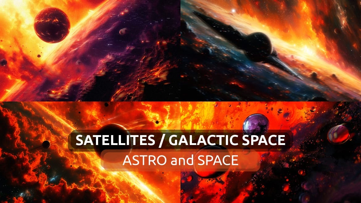 The Saga of the Obsidian Voyager, Digital art - Satellites in a Galactic Space